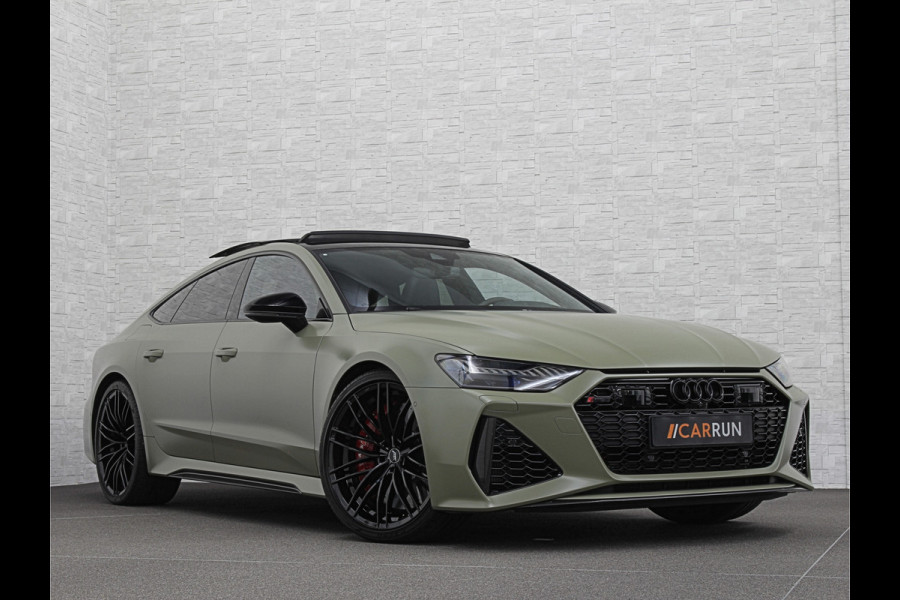 Audi RS7 Dynamic+ 300kmh | Keramisch | 22" ABT (9200,=) | B&O 3D High End | 4-Wielbesturing | Stoelvent. | Carbon Pack | Nachtzicht | Alc 91500,= ex btw | Lease / Maandbedrag 998,= pm. | 360 Camera | Laser-LED | ACC | Valcona | Klasse-5 | Head-up | Soft-Close | Isolatieglas | Dealer OH.