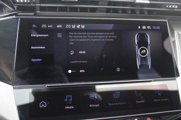 Peugeot e-408 GT AVANTAGE 58 kWh | PANORAMISCH SCHUIF/KANTEL DAK | ELEKTRISCH BEDIENBARE VOORSTOELEN | STOEL/STUUR VERWARMING | MASSAGE FUNCTIE OP DE VOORSTOELEN | FOCAL AUDIO SYSTEEM | ALCANTARA/LEDEREN BEKLEDING | 360° CAMERA | PARKEERSENSOREN VOOR + ACHTER | ELEKTRISCH BEDIENBARE ACHTERKLEP | SFEER VERLICHTING | KEYLESS ENTRY/START | 19" LICHTMETALEN VELGEN | DODEHOEK DETECTIE | ADAPTIVE CRUISE CONTROL | APPLE CARPLAY/ANDROID AUTO DRAADLOOS | DRAADLOOS TELEFOONLADEN |