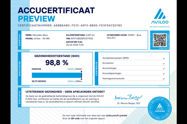 Mercedes-Benz eCitan 112 51kWh L2 Pro 284 WLTP 98,9 (SOH) MBUX Trekhaak 75kW Snelladen Apple Carplay Cruise Control Laadkabel