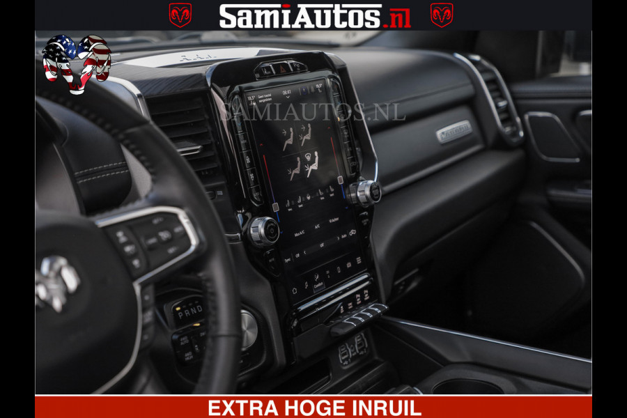 Dodge Ram HULK PACK | BULLBAR | 5.7 V8 | HUD | PANO | DIGI CLUSTER | 360CAM | ADAPTIVE CRUISE | HEADUP | DIGITALE BINNENSPIEGEL | LARAMIE  3500KG | LEDER | LANE ASSIST | DODE HOEK INSTALLATIE |