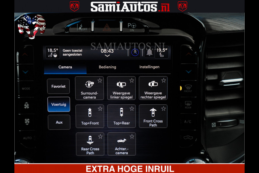 Dodge Ram HULK PACK | BULLBAR | 5.7 V8 | HUD | PANO | DIGI CLUSTER | 360CAM | ADAPTIVE CRUISE | HEADUP | DIGITALE BINNENSPIEGEL | LARAMIE  3500KG | LEDER | LANE ASSIST | DODE HOEK INSTALLATIE |