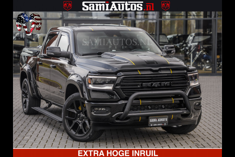 Dodge Ram HULK PACK | BULLBAR | 5.7 V8 | HUD | PANO | DIGI CLUSTER | 360CAM | ADAPTIVE CRUISE | HEADUP | DIGITALE BINNENSPIEGEL | LARAMIE  3500KG | LEDER | LANE ASSIST | DODE HOEK INSTALLATIE |