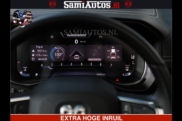 Dodge Ram HULK PACK | BULLBAR | 5.7 V8 | HUD | PANO | DIGI CLUSTER | 360CAM | ADAPTIVE CRUISE | HEADUP | DIGITALE BINNENSPIEGEL | LARAMIE  3500KG | LEDER | LANE ASSIST | DODE HOEK INSTALLATIE |