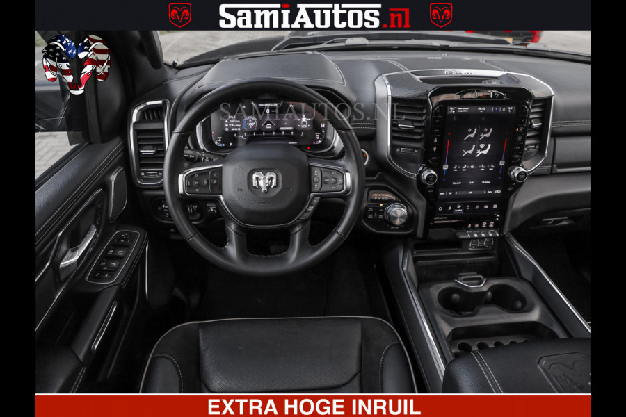 Dodge Ram HULK PACK | BULLBAR | 5.7 V8 | HUD | PANO | DIGI CLUSTER | 360CAM | ADAPTIVE CRUISE | HEADUP | DIGITALE BINNENSPIEGEL | LARAMIE  3500KG | LEDER | LANE ASSIST | DODE HOEK INSTALLATIE |