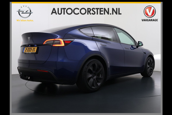 Tesla Model Y RWD 300pk Trekhaak SOH 92% Warmtepomp LFP-Accu Leer Lmv Camera's Panoramadak Adap.Cruise Navi Ecc Autopilot Stoel+Stuur+Achterbank Verwarming Elek.Achterklep Dodehoek detector Draadloze telefoonlader 1e Eigenaar 1.600KG Trekgewicht Fabrieksgarantie op Motor en Accu tot 22-04-2032/160.000km