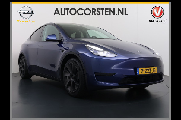 Tesla Model Y RWD 300pk Trekhaak SOH 92% Warmtepomp LFP-Accu Leer Lmv Camera's Panoramadak Adap.Cruise Navi Ecc Autopilot Stoel+Stuur+Achterbank Verwarming Elek.Achterklep Dodehoek detector Draadloze telefoonlader 1e Eigenaar 1.600KG Trekgewicht Fabrieksgarantie op Motor en Accu tot 22-04-2032/160.000km