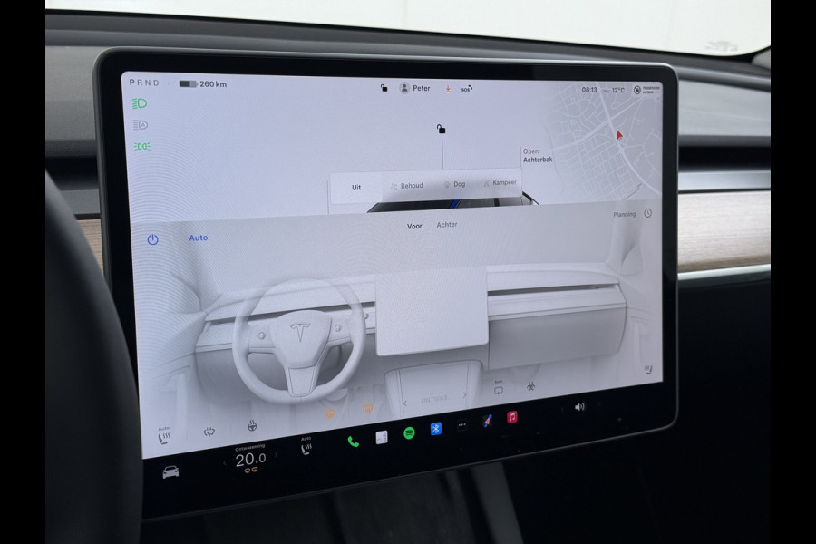 Tesla Model Y RWD 300pk Trekhaak SOH 92% Warmtepomp LFP-Accu Leer Lmv Camera's Panoramadak Adap.Cruise Navi Ecc Autopilot Stoel+Stuur+Achterbank Verwarming Elek.Achterklep Dodehoek detector Draadloze telefoonlader 1e Eigenaar 1.600KG Trekgewicht Fabrieksgarantie op Motor en Accu tot 22-04-2032/160.000km