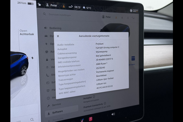 Tesla Model Y RWD 300pk Trekhaak SOH 92% Warmtepomp LFP-Accu Leer Lmv Camera's Panoramadak Adap.Cruise Navi Ecc Autopilot Stoel+Stuur+Achterbank Verwarming Elek.Achterklep Dodehoek detector Draadloze telefoonlader 1e Eigenaar 1.600KG Trekgewicht Fabrieksgarantie op Motor en Accu tot 22-04-2032/160.000km