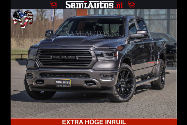 Dodge Ram SPORT | 5.7 V8 4X4 | 22 ICH WHEELS | 12 INCH MULTIMEDIA | MEMORY SEAT | BED STEP | 3500KG | GRANITE CRYSTAL | PRINS LPG | CRUISE | FULL LED | ALARM K3 | UITLAAT KLEP SYSTEEM ALS NIEUW!