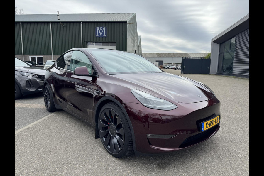 Tesla Model Y Performance AWD 75 kWh AFNEEMBARE TREKHAAK| CHERRY RED| VOLLEDIGE TESLA GARANTIE TOT 14-12-2027 OF 80K KM|1STE EIGENAAR ORIG. NL| AUTOPILOT| STOELVERWARMING VOOR + ACHTER|
