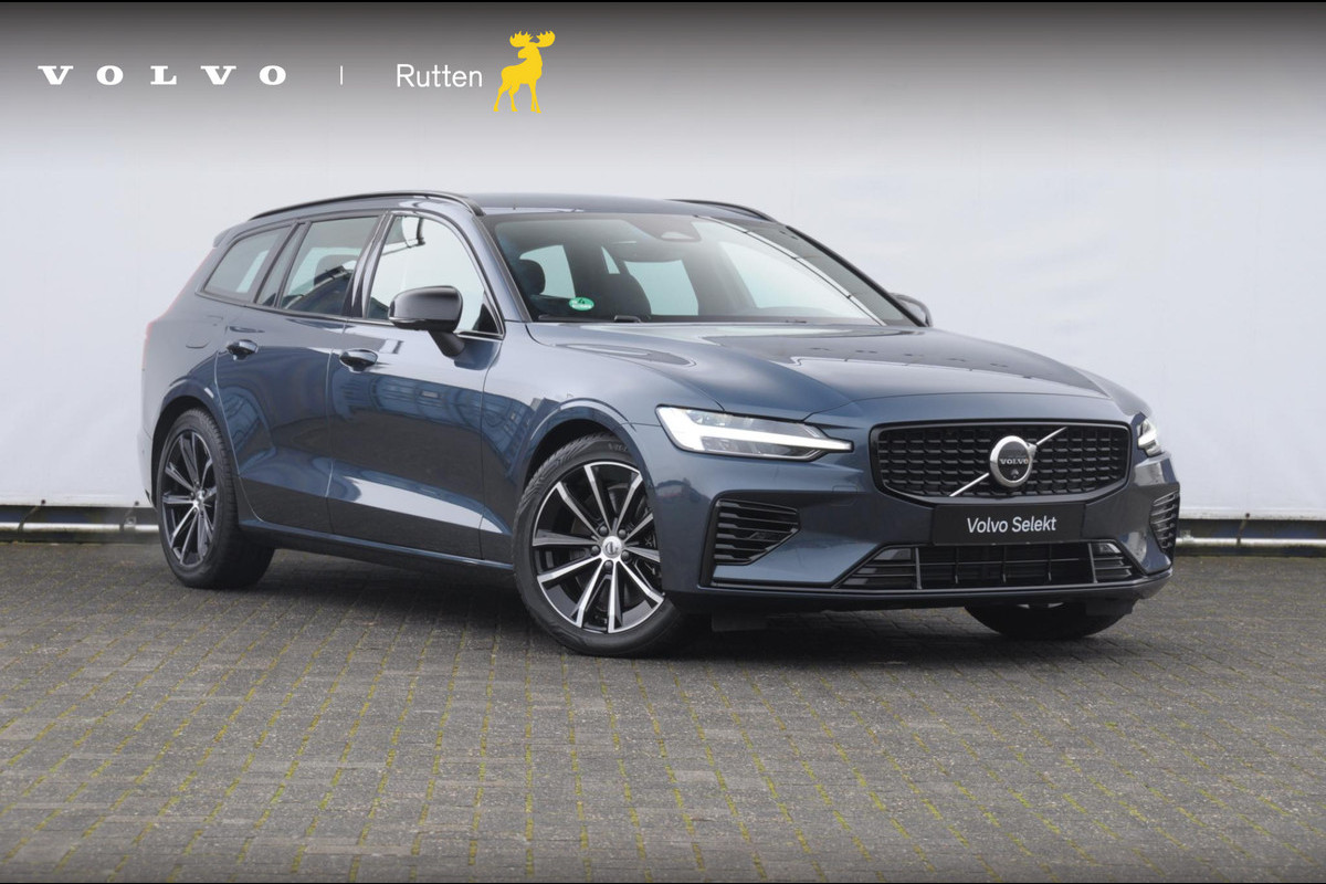 Volvo V60 T6 350PK Automaat AWD Plus Dark / Adaptive cruise control / Elektrische stoelen / Harman Kardon audio / Trekhaak / Pilot assist / BLIS / Stoel en stuur verwarming / Elektrische achterklep / Parkeersensoren met 360 camera / Google infotainment