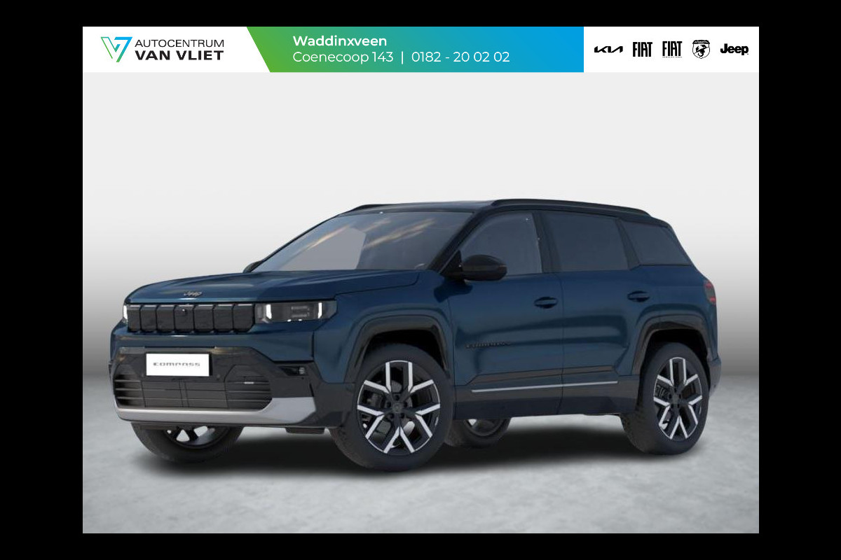Jeep Compass First Edition 74 kWh | Adapt. Cruise | Camera | Carplay | 20" | Elektr. A-Klep | Navi | Winter Pack | Schuif/Kanteldak | Premium Pack | Conv. Pack | Warmtepomp