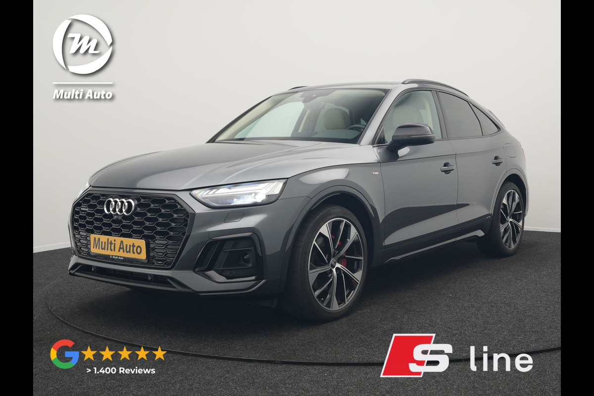 Audi Q5 Sportback 50 TFSI e S Line PHEV 300pk Dealer O.H | Luchtvering | Matrix LED | 21"Audi Sport L.M | Sfeerverlichting | Lederen Sportstoelen Verwarmd | Cruise Control | Navigatie | Virtual | DAB | Plug In Hybrid