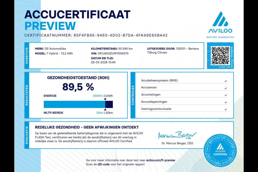 DS 7 Crossback E-Tense Grand Chic | Rivoli interieur | Elektr. achterklep | SOH 89,5% | Prijs is rijklaar