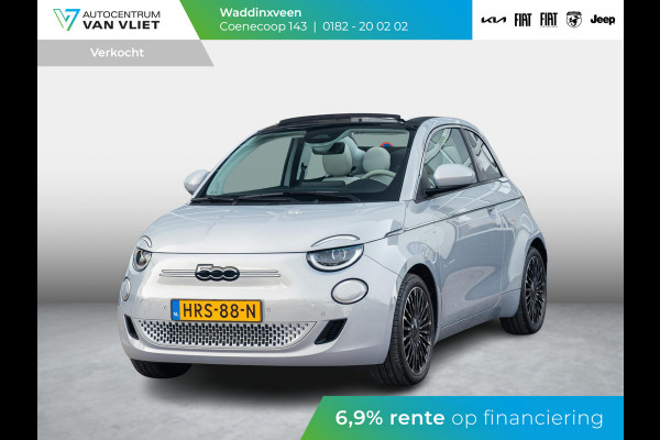 Fiat 500E Cabrio La Prima 42 kWh | 17% Bijtelling | Clima | Cruise | Leder | 17" | Priv Glass | Winter Pack | JBL Sound | BSM | Apple Carplay