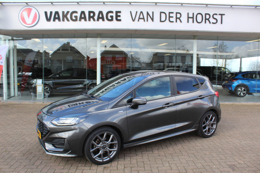 Ford Fiesta 1.0-125pk EcoBoost Mild-Hybrid ST-Line. Luxe, sportieve en goed onderhouden Fiesta ! Autm. airco, Cruise control, Lane assist, 17" Lmv, Parkeersensoren Achter, Metallic lak, Navigatie by Apple/Android, LED verlichting etc.