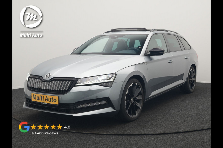 Škoda Superb Combi 1.4 TSI iV Sportline PHEV 218pk Dealer O.H | Panodak | Crystal LED | Camera | Alcantara Sportstoelen Memory & Verwarmd | Cruise Control | Sfeerverlichting | Apple Carplay | Keyless | Navigatie | Virtual | DAB | 19"L.M | Plug In Hybrid |