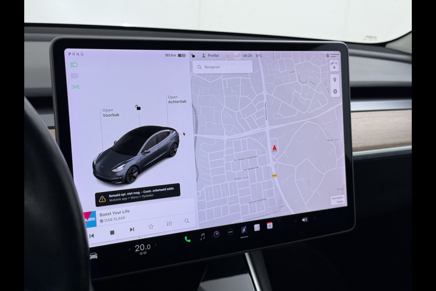 Tesla Model 3 Long Range AWD 75kWh AutoPilot Leder Panoramadak Adaptive-Cruise Camera's Elektr.-Stuur+Stoelen+Spiegels+Geheugen+Easy-Entry+Ver SOH 87% Navi LED DAB Voorverwarmen interieur Keyless One-Pedal-Drive 4WD Origineel Nederlandse Auto