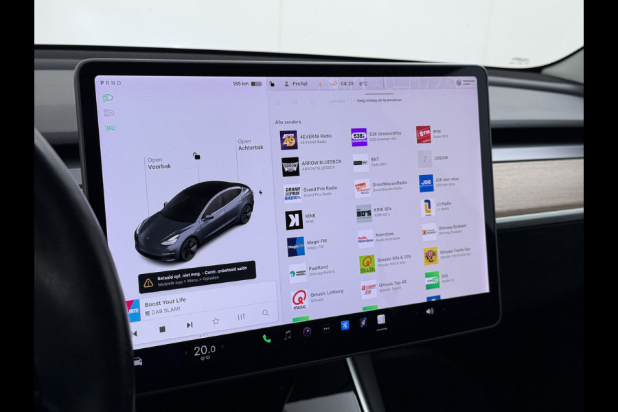 Tesla Model 3 Long Range AWD 75kWh AutoPilot Leder Panoramadak Adaptive-Cruise Camera's Elektr.-Stuur+Stoelen+Spiegels+Geheugen+Easy-Entry+Ver SOH 87% Navi LED DAB Voorverwarmen interieur Keyless One-Pedal-Drive 4WD Origineel Nederlandse Auto