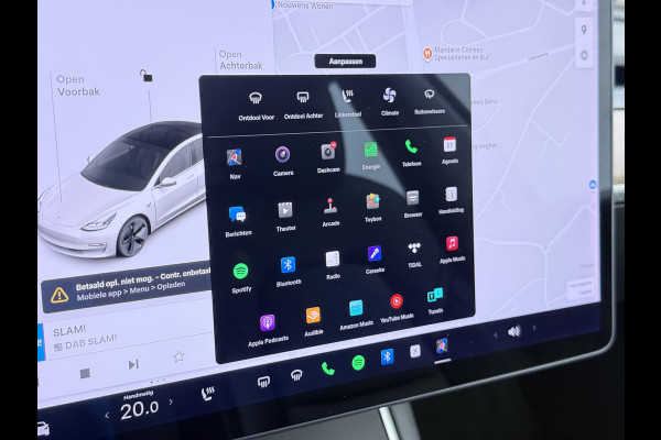Tesla Model 3 SR+ 325PK LFP-Accu AutoPilot Leer Pano-Dak Adaptive Cruise Lmv 18" Camera's Elektr.-Stuur+Stoelen+Spiegels+Geheugen+Easy-Entry+V SOH 88% Ecc Navi Led DAB Voorverwarmen interieur via App Keyless One-Pedal-Drive Origineel Nederlandse Auto Fabrieksgarantie op Accu en Motor tot 11-12-2028/160.000km LFP accu dus 100% opladen!