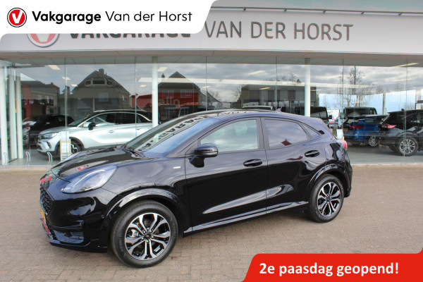 Ford Puma 1.0-125pk EcoBoost Hybrid ST-Line. April 2024 ! Slechts 7.400km ! Autm. airco, navigatie, telefoonvoorb., camera, pdc v+a, parkeerassistent, LED verl., metallic lak, LM wielen, stoel-, stuur- en voorraamverw., lane- en sideassist, adapt. cruise cntrl etc