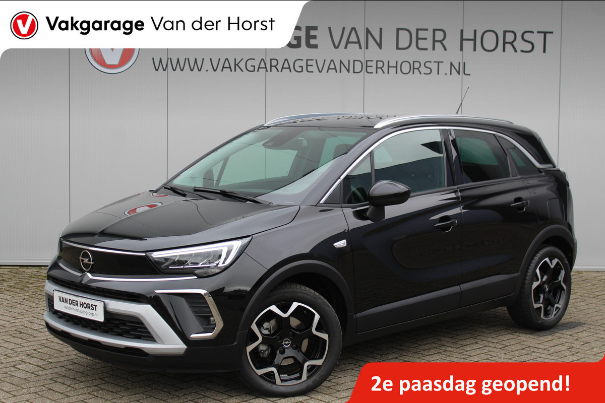 Opel Crossland 1.2 Turbo Elegance Mooie en luxe hoogzitter met weinig km's ! Volautm. airco dual, cruise control, camera, comfortstoelen, metallic lak,  LM wielen, navigatie, telefoonvoorb., LED verlichting  etc.