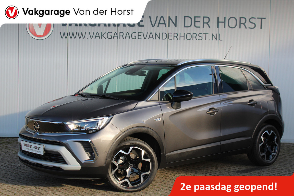 Opel Crossland 1.2-Turbo 110 pk Ultimate Mooie en luxe hoogzitter met weinig km's ! Volautm. airco dual, cruise control, camera, comfortstoelen, metallic lak,  LM wielen, navigatie, telefoonvoorb., LED verlichting  etc.