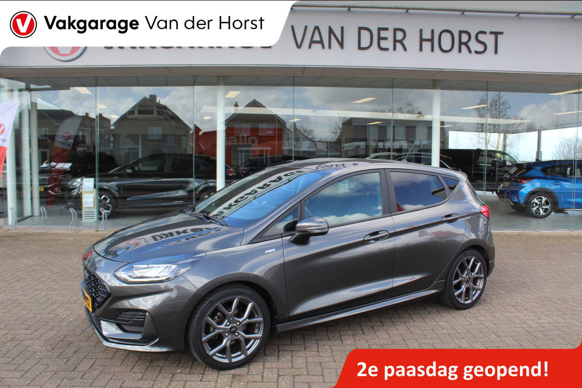 Ford Fiesta 1.0-125pk EcoBoost Mild-Hybrid ST-Line. Luxe, sportieve en goed onderhouden Fiesta ! Autm. airco, Cruise control, Lane assist, 17" Lmv, Parkeersensoren Achter, Metallic lak, Navigatie by Apple/Android, LED verlichting etc.