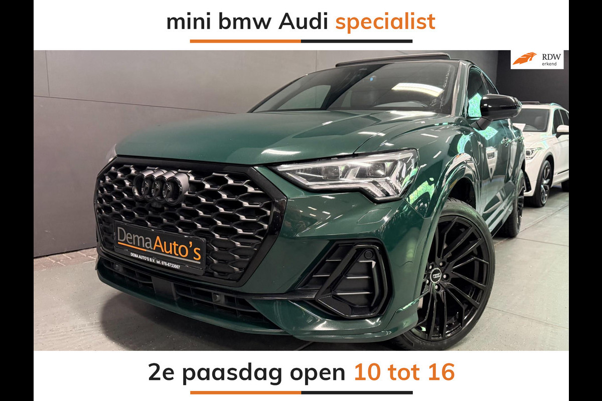 Audi Q3 Sportback 45 TFSI e 3X SLINE BLACK-LINE 20'' SOH-TEST/PANO/LEDER/SFEERVERL/SONOS/M-STOELEN/CAM/DAB///