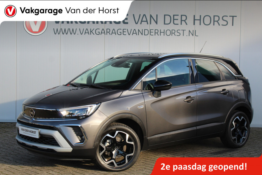 Opel Crossland 1.2-Turbo 110pk Ultimate Mooie en luxe hoogzitter met weinig km's ! Volautm. airco dual, cruise control, camera, comfortstoelen, metallic lak,  LM wielen, navigatie, telefoonvoorb., LED verlichting  etc.