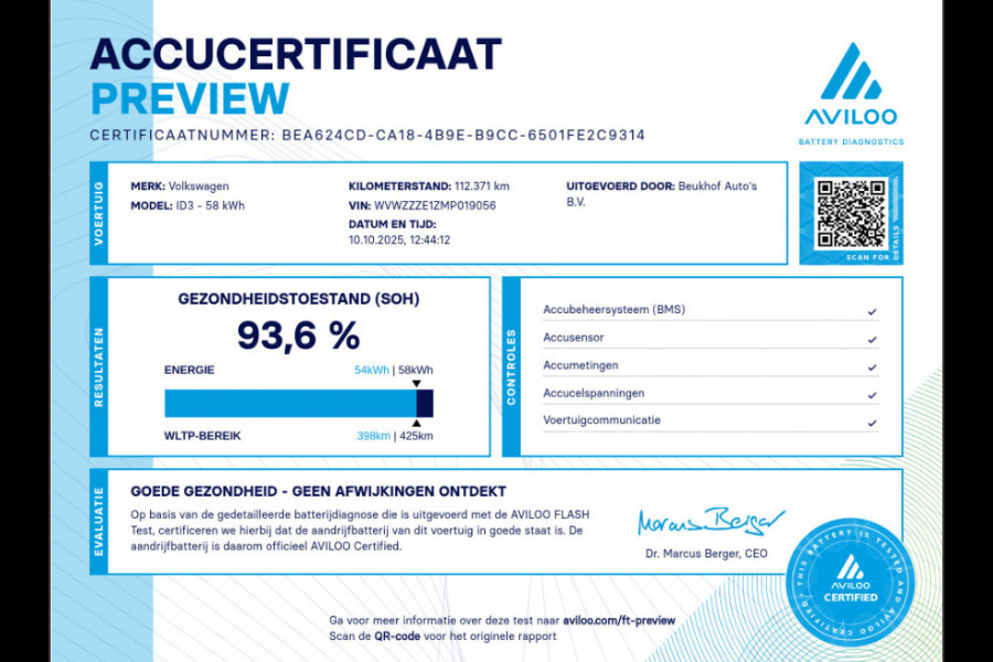 Volkswagen ID.3 Business 58 kWh Camera Nieuwe Velge Soh 93.6