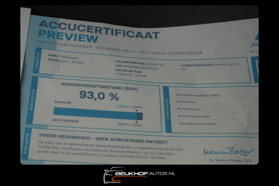 Volkswagen ID.3 First Plus 58 kWh Adapt Cruise Cam Soh 93%