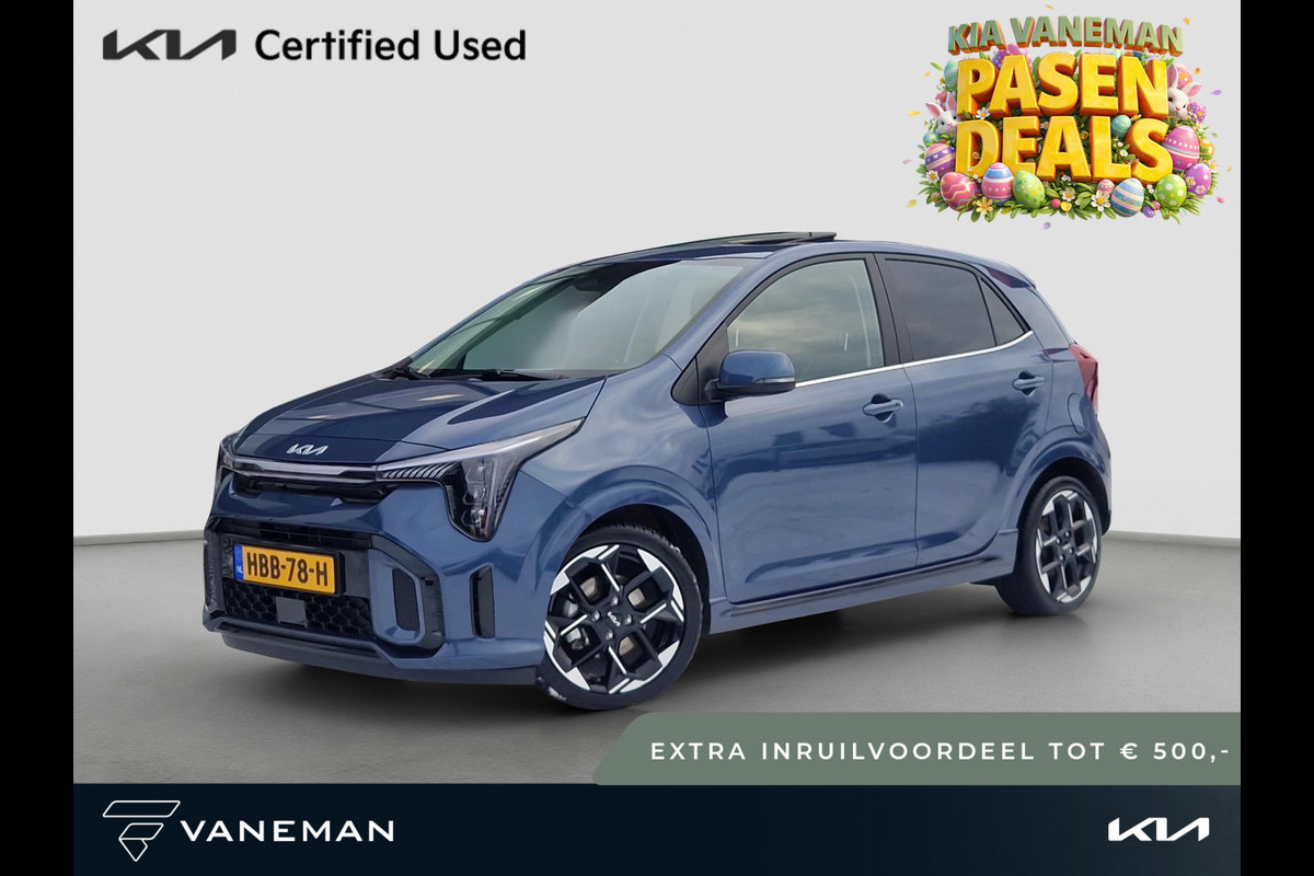 Kia Picanto 1.0 DPI GT-Line | Tot € 500,- extra inruil tijdens dit Paasweekend! | Beschikbaarheid In Overleg | Open Dak | LED | Leder | PDC | Navi | Clima |