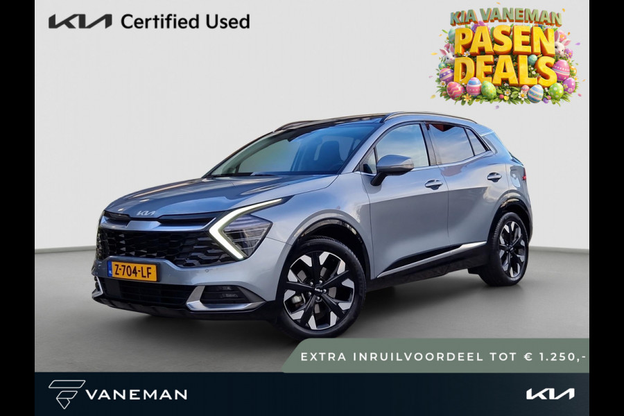 Kia Sportage 1.6 T-GDi Plug-in Hybrid AWD DynamicPlusLine | Tot € 1.250,- extra inruil tijdens dit Paasweekend! | Mooie LMV | Adapt. Cruise | Elektr. Voorstoelen | Stoel- en Stuurverwarming | Pano Schuif/Kanteldak |