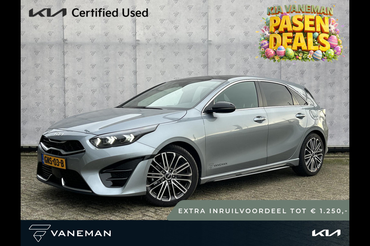 Kia Ceed 1.5 T-GDi GT-PlusLine | Tot € 1.250,- extra inruil tijdens dit Paasweekend! | Panoramadak | Camera | Navi | Stuur-/Stoelverwarming | Leder/Alcantara | 17" Velgen | Clima | Apple CarPlay/Android Auto | Key-Less | PDC | Cruise | LED |