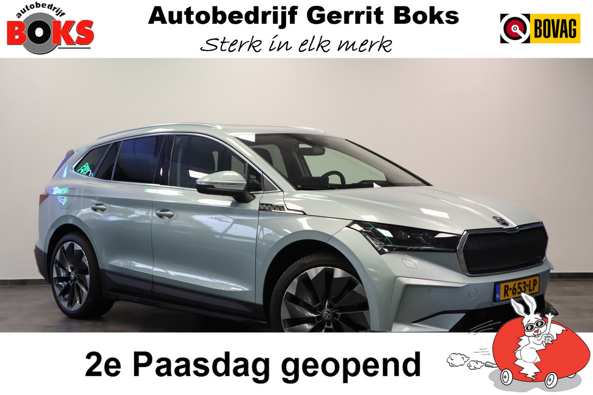 Škoda ENYAQ iV 80 First Edition High Panoramadak HUD VCP Navi Clima Cruise Camera 21"LM ! 2e Paasdag geopend van 12.00 tot 17:00u !