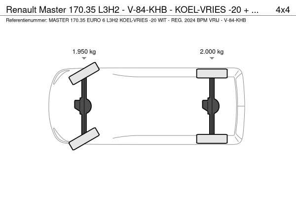 Renault Master 170.35 L3H2 - V-84-KHB - KOEL-VRIES -20 + NACHTKOELING - REG. 2024 - EURO 6 - BPM VRIJ!