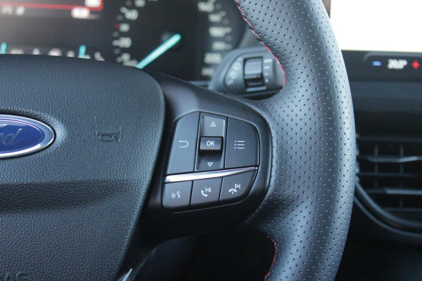 Ford FOCUS Wagon 1.0 155PK AUTOMAAT Hybrid ST LINE | ALL SEASON BANDEN | NAVIGATIE | DRAADLOZE APPLE CARPLAY/ANDROID AUTO | ADAPTIVE CRUISE CONTROL | LANE ASSIST | DODEHOEK DETECTIE | PARKEERSENSOREN VOOR + ACHTER | ACHTERUITRIJ CAMERA | LICHTMETALEN VELGEN 17" | DAB+ RADIO |