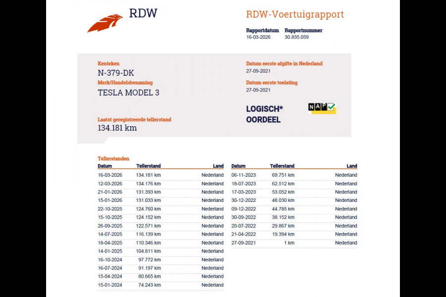 Tesla Model 3 Long Range AWD 75kWh FACELIFT Trekhaak Warmtepomp FSD-3 Hardware Stuur+Stoelverwarming AutoPilot Leder Panoramadak Adaptive-Crui SOH 90% Lmv Navi LED DAB Voorverwarmen interieur Keyless One-Pedal-Drive 4WD Origineel Nederlandse Auto Fabrieksgarantie op Accu en Motor tot 27-09-2029/192.00km
