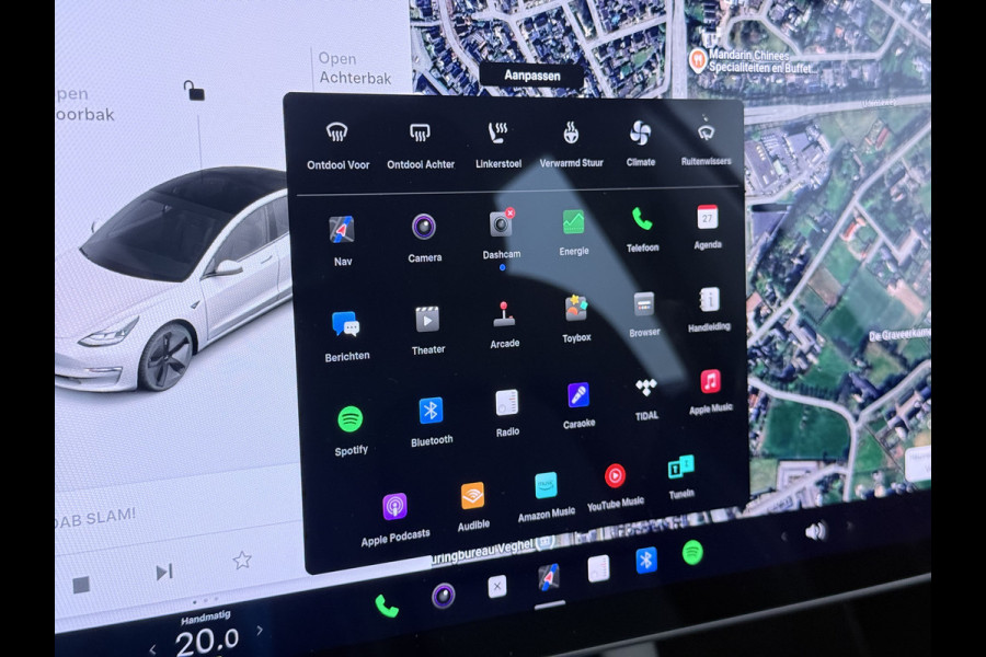 Tesla Model 3 Long Range AWD 75kWh FACELIFT Trekhaak Warmtepomp FSD-3 Hardware Stuur+Stoelverwarming AutoPilot Leder Panoramadak Adaptive-Crui SOH 90% Lmv Navi LED DAB Voorverwarmen interieur Keyless One-Pedal-Drive 4WD Origineel Nederlandse Auto Fabrieksgarantie op Accu en Motor tot 27-09-2029/192.00km