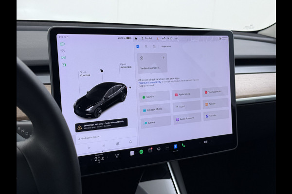 Tesla Model 3 Standard RWD Plus 60 kWh Trekhaak LFP ACCU dus 100% laden AutoPilot Leer Pano-Dak Adaptive-Cruise Camera's Elektr.-Stuur+Stoelen Navi LED DAB Voorverwarmen Keyless One-Pedal-Drive Lmv 18" 1e Eigenaar Origineel Nederlandse Auto Accu-Aandrijving-garantie t/m dec 2028/160.000km 1.000kg trekvermogen