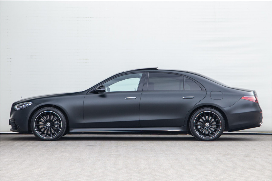Mercedes-Benz S-Klasse 580 e 4MATIC Lang AMG Premium, Designo Matzwart, Massage, Achterasbesturing, Airmatic