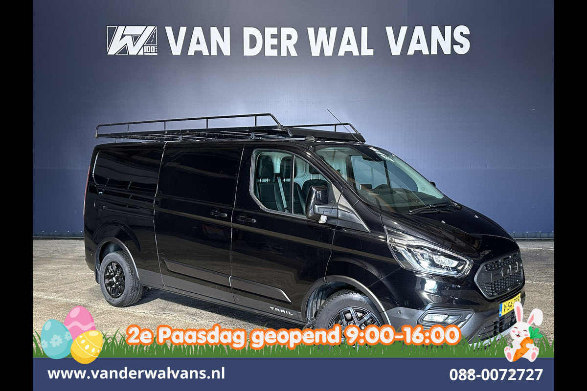 Ford Transit Custom 2.0 TDCI 131pk L2H1 Trail Edition Euro6 Airco | Imperiaal | Camera | Navigatie | 2800kg Trekhaak | LED Apple Carplay, Cruisecontrol, Stoelverwarming, Verwarmde voorruit, Leder, LM velgen, Parkeersensoren, Bijrijdersbank