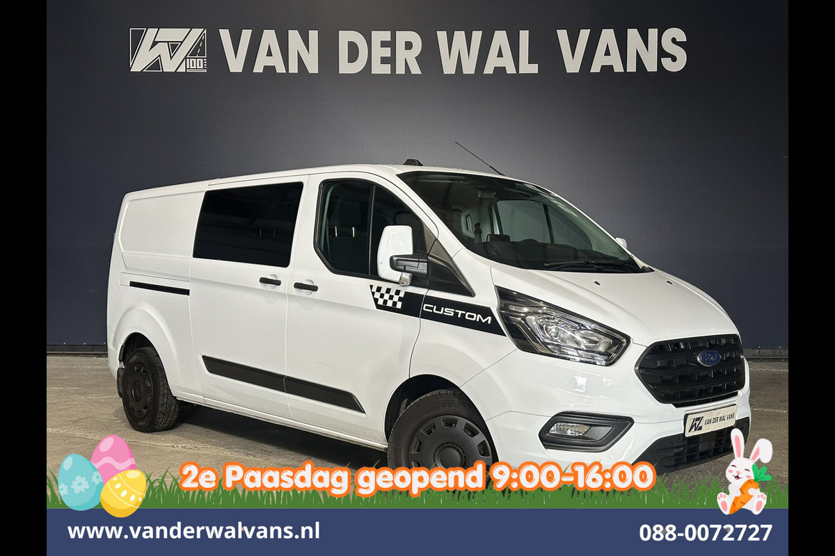 Ford Transit Custom 2.0 TDCI 170pk L2H1 Dubbele Cabine Euro6 Airco | 5-Zits | 2x Zijdeur | Camera | Navigatie | LED, Apple Carplay, Android Auto, Cruisecontrol, Verwarmde voorruit, Trekhaak, Parkeersensoren
