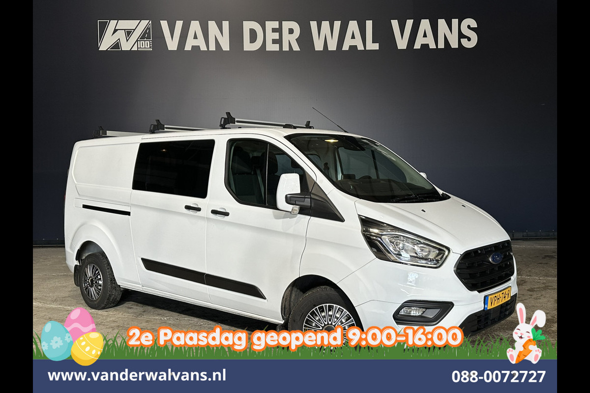 Ford Transit Custom 2.0 TDCI 130pk L2H1 Dubbele Cabine Euro6 Airco | 6-Zits | Camera | LED | Cruisecontrol | 2800kg Trekhaak Android Auto, Verwarmde voorruit, Stoelverwarming, Parkeersensoren, Dakdragers