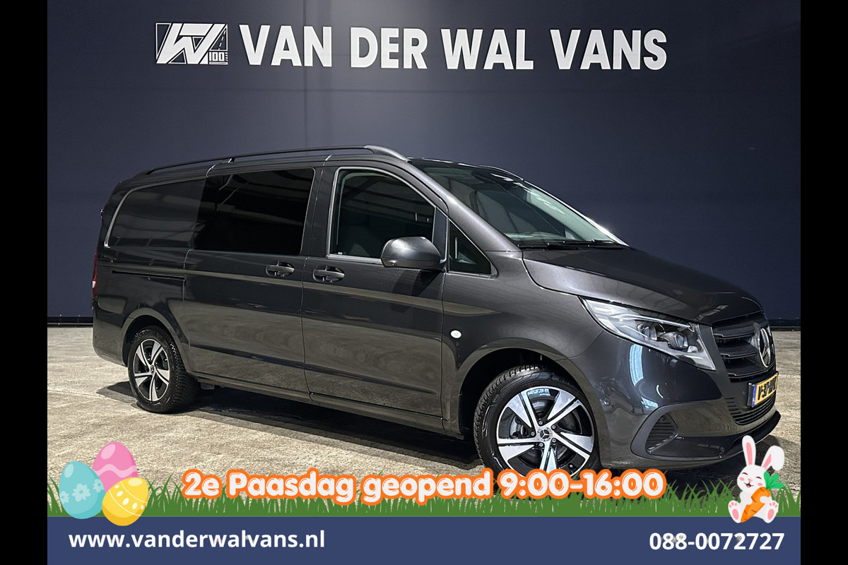 Mercedes-Benz Vito 116 CDI 164pk 9G-Tronic Automaat L2H1 Dubbele Cabine Fabrieksgarantie Euro6 Airco | 2x zijdeur | 5-Zits | 360 graden Camera | Na LED, LM velgen, 2500kg Trekhaak, Adaptieve Cruisecontrol, Parkeersensoren, Isofix, MBUX