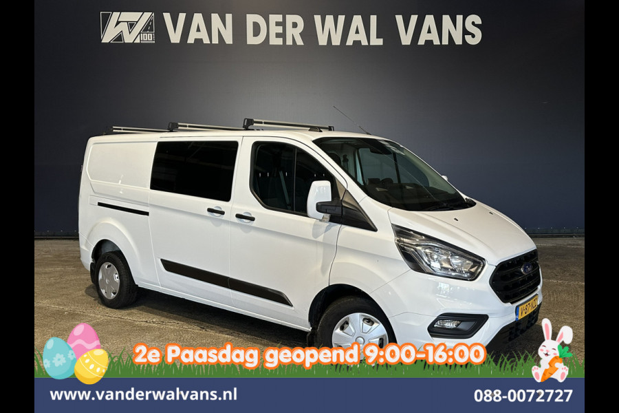 Ford Transit Custom 2.0 TDCI 170pk L2H1 Dubbele Cabine Euro6 Airco | 6-Zits | Camera | Navigatie | LED | Apple Carplay Android Auto, Cruisecontrol, Stoelverwarming, Verwarmde voorruit, Parkeersensoren, 2800kg trekvermogen, Dakdragers