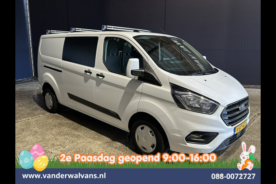 Ford Transit Custom 2.0 TDCI 170pk L2H1 Dubbele Cabine Euro6 Airco | 6-Zits | Camera | Navigatie | LED | Apple Carplay Android Auto, Cruisecontrol, Stoelverwarming, Verwarmde voorruit, Parkeersensoren, 2800kg trekvermogen, Dakdragers