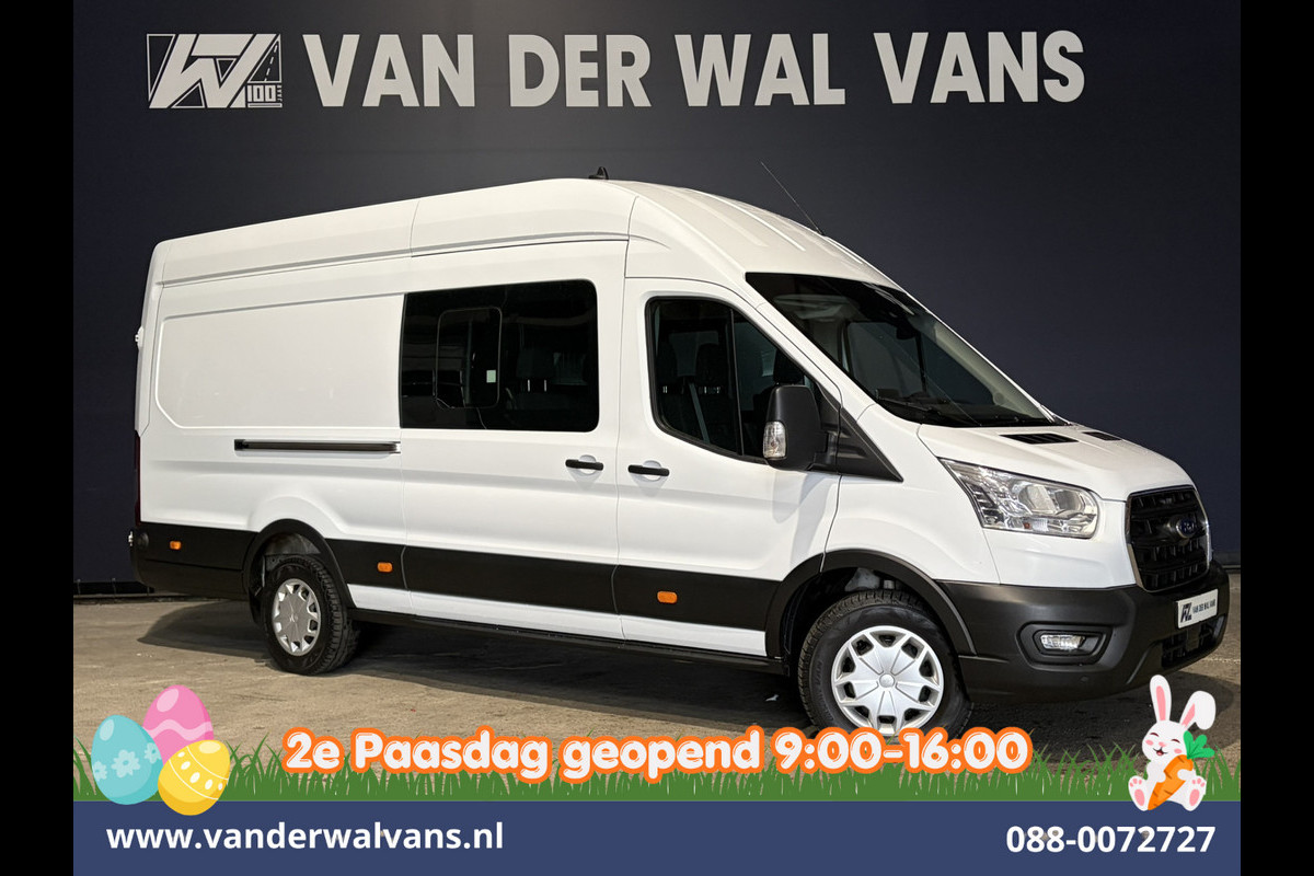 Ford Transit 2.0 TDCI 170pk L4H3 Dubbele Cabine Euro6 Airco | 6-zits | Camera | LED | Apple Carplay | 2800kg Trekvermogen | Cruisecontrol, Android Auto, Stoelverwarming, Verwarmde Voorruit, Parkeersensoren, Bijrijdersbank