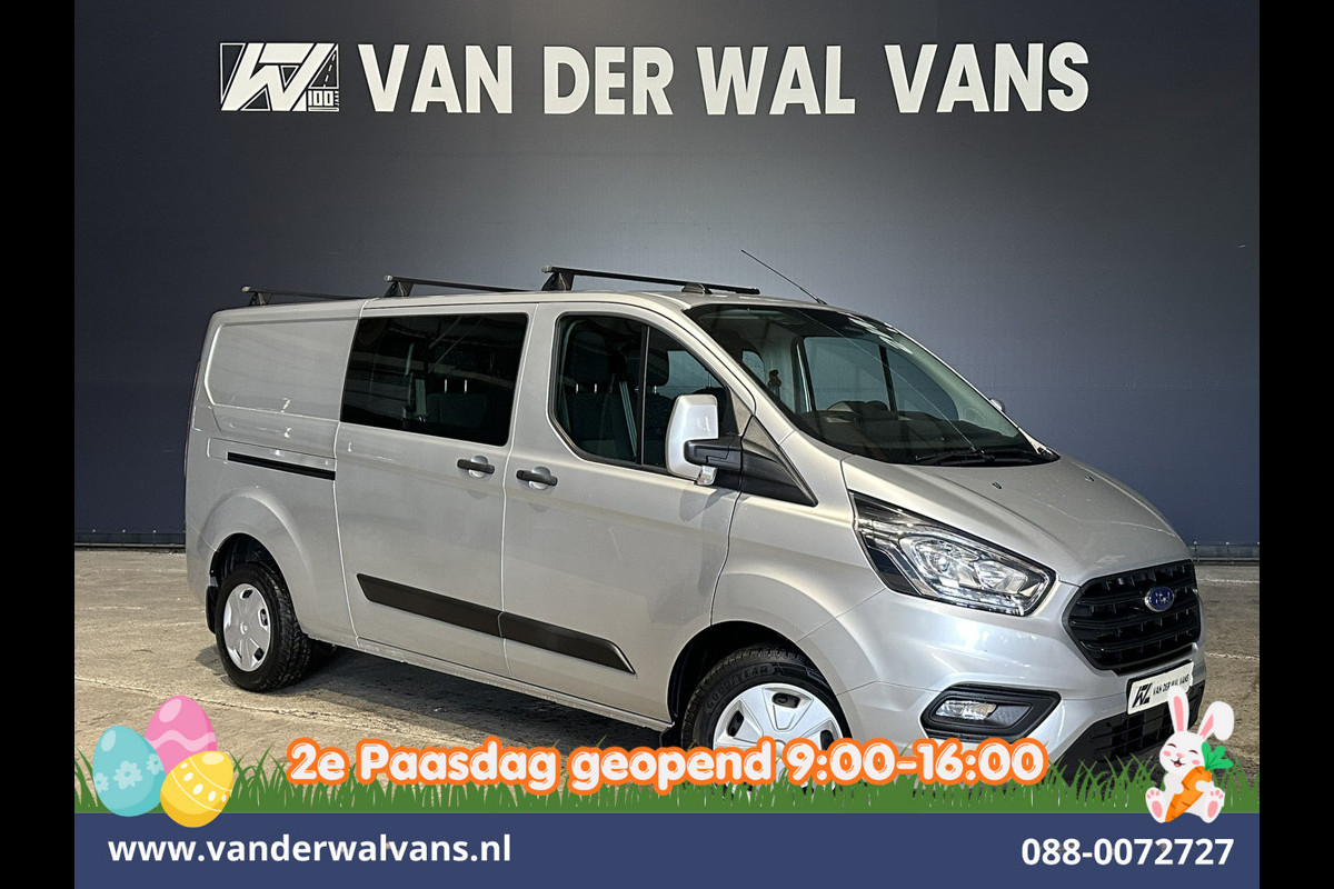 Ford Transit Custom 2.0 TDCI 131pk L2H1 Dubbele Cabine Euro6 Airco | 6-Zits | LED | Cruisecontrol | Verwarmde voorruit Parkeersensoren, Dakdragers, 2800kg trekvermogen